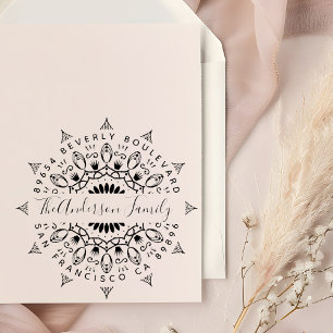 Yellow Wealth & Crowns Mandala Retouradres Zelfinktende Stempel