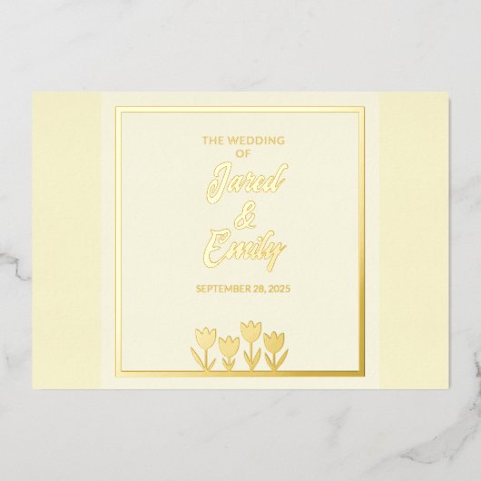 Yellow Wedding Flowers Folie Invitation Folie Uitnodiging (Voorkant)