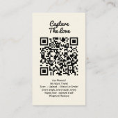 Yellow Wedding Photo Sharing Capture Love QR Code  Visitekaartje (Achterkant)