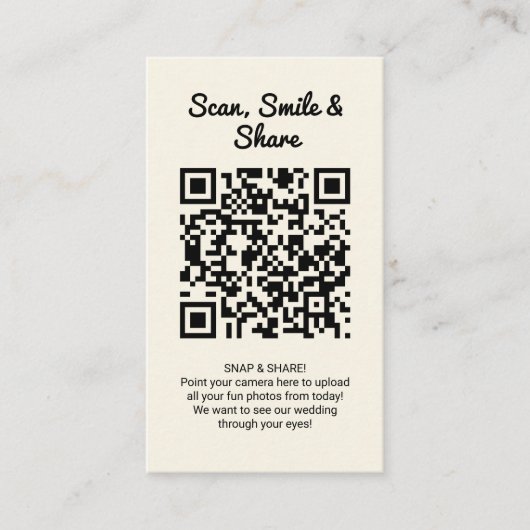 Yellow Wedding Photo Sharing Capture Love QR Code  Visitekaartje (Voorkant)