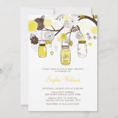 Yellow Whimsical Mason Jars Baby shower Invitation Kaart (Achterkant)