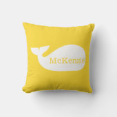 Yellow Whimsical Whale Nursery Kussen (Voorkant)