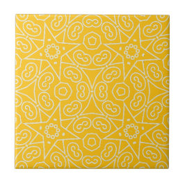 Yellow & White Abstract Geometric Pattern  Tegeltje