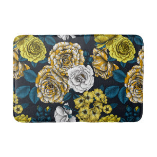Yellow, white and bi-color roses with blue leaves badmat