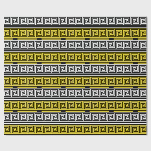 Yellow White Black Greek Key Fret Pattern Design  Cadeaupapier (Vlak)