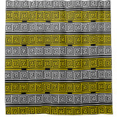Yellow White Black Greek Key Fret Pattern Design  Douchegordijn (Voorkant)