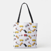 Yellow White Boys Name Personalized Truck Tote Bag (Achterkant)