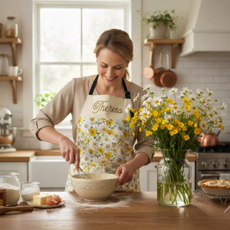Yellow White Daisy Buttercup Pattern Schort