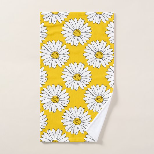 Yellow White Daisy Pattern 2 Bad Handdoek (Handdoek)