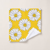 Yellow White Daisy Pattern 2 Bad Handdoek (Wasdoekje)
