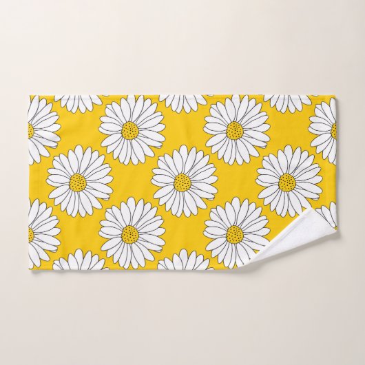 Yellow White Daisy Pattern 2 Bad Handdoek (Handdoek)