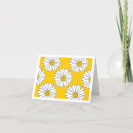 Yellow White Daisy Pattern 2 Bedankkaart