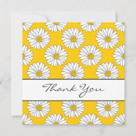 Yellow White Daisy Pattern 2 Bedankkaart