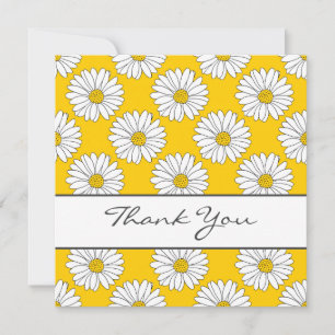 Yellow White Daisy Pattern 2 Bedankkaart