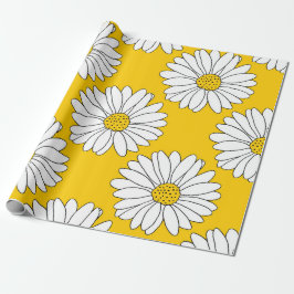 Yellow White Daisy Pattern 2 Cadeaupapier
