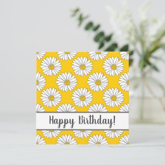Yellow White Daisy Pattern 2 Kaart (Staand voorkant)