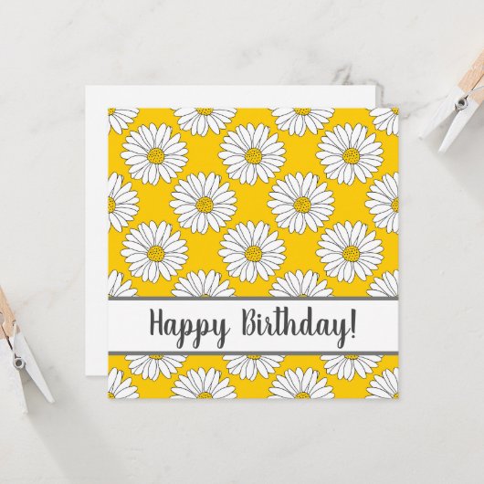 Yellow White Daisy Pattern 2 Kaart (Voorkant / Achterkant in situ)