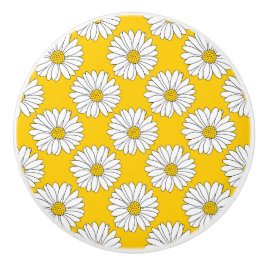 Yellow White Daisy Pattern 2 Keramische Knop
