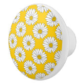 Yellow White Daisy Pattern 2 Keramische Knop (Rechts)