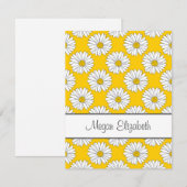 Yellow White Daisy Pattern 2 Notitiekaartje (Voorkant / Achterkant)