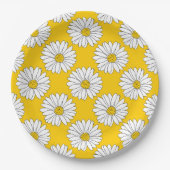 Yellow White Daisy Pattern 2 Papieren Bordje (Voorkant)