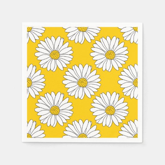 Yellow White Daisy Pattern 2 Servet (Voorkant)