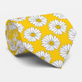 Yellow White Daisy Pattern 2 Stropdas (Opgerold)