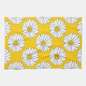 Yellow White Daisy Pattern 2 Theedoek (Horizontaal)