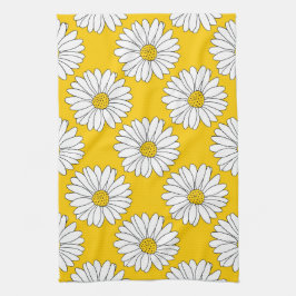 Yellow White Daisy Pattern 2 Theedoek