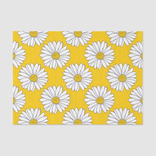 Yellow White Daisy Pattern 2 Tissuepapier (Voorkant)