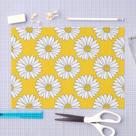 Yellow White Daisy Pattern 2 Tissuepapier (Craft)