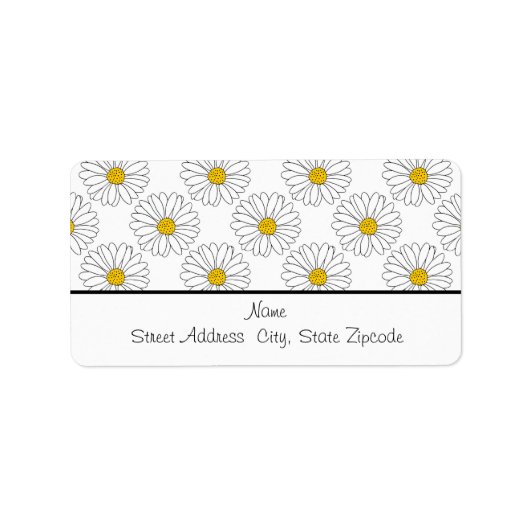 Yellow White Daisy Pattern Etiket (Voorkant)