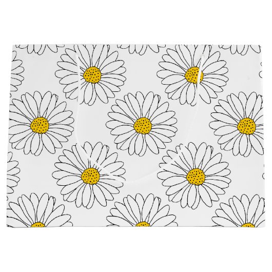 Yellow White Daisy Pattern Groot Cadeauzakje (Voorkant)