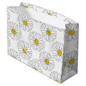 Yellow White Daisy Pattern Groot Cadeauzakje (Achterkant Gekanteld)