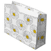 Yellow White Daisy Pattern Groot Cadeauzakje (Voorkant Gekanteld)