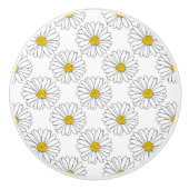 Yellow White Daisy Pattern Keramische Knop (Voorkant)