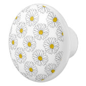 Yellow White Daisy Pattern Keramische Knop (Rechts)