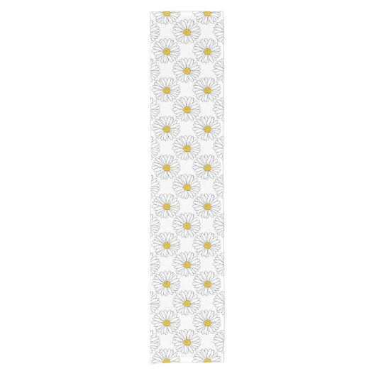 Yellow White Daisy Pattern Korte Tafelloper (Voorkant)