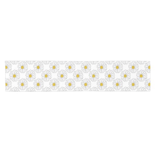 Yellow White Daisy Pattern Korte Tafelloper (Horizontaal)