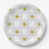 Yellow White Daisy Pattern Papieren Bordje (Voorkant)