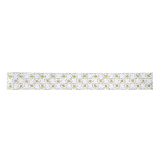 Yellow White Daisy Pattern Satijnen Lint (Voorkant)
