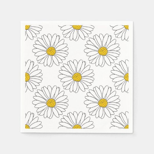 Yellow White Daisy Pattern Servet (Voorkant)