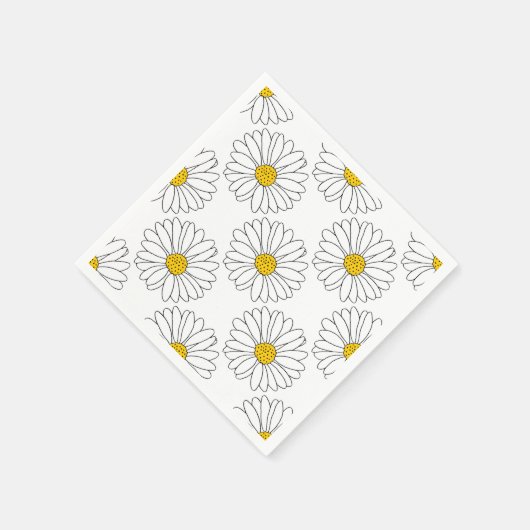 Yellow White Daisy Pattern Servet (Hoek)