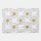 Yellow White Daisy Pattern Theedoek (Horizontaal)