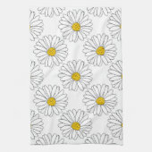 Yellow White Daisy Pattern Theedoek (Verticaal)
