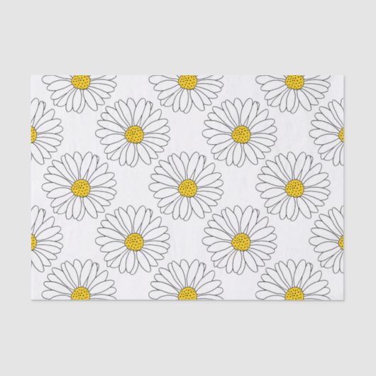 Yellow White Daisy Pattern Tissuepapier (Voorkant)