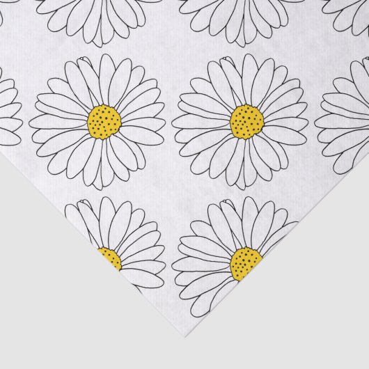 Yellow White Daisy Pattern Tissuepapier (Detail)