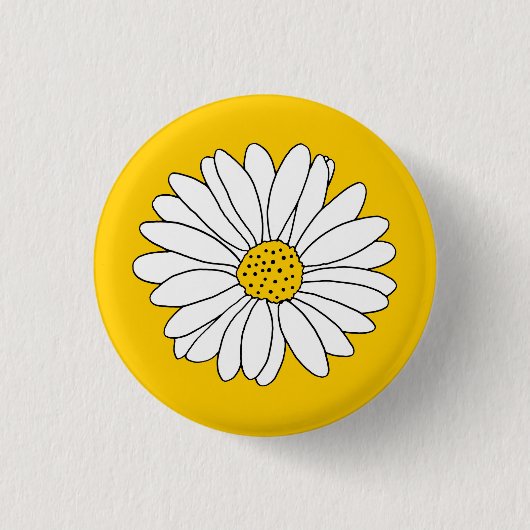 Yellow White Daisy Ronde Button 3,2 Cm (Voorkant)