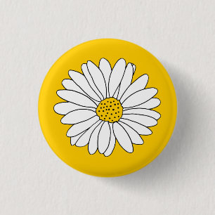 Yellow White Daisy Ronde Button 3,2 Cm