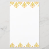 Yellow White Damask Arabesque Wedding Menu Kaart (Achterkant)